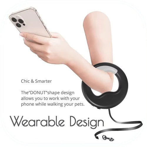 Автоматичний повідець-рулетка SKEPPY 3 м для собак з LED-підсвічуванням і кільцем