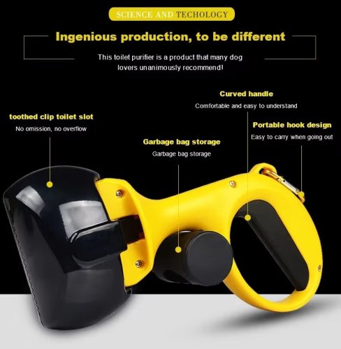 Автосовок-щипці для прибирання за собакою Pooper Scooper M 25×11×9 см з карабіном і мішками