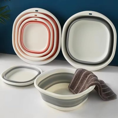 Складаний силіконовий таз 3 л — універсальний розкладний кошик-тазик з ручками