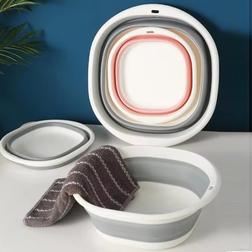 Складаний силіконовий таз 3 л — універсальний розкладний кошик-тазик з ручками