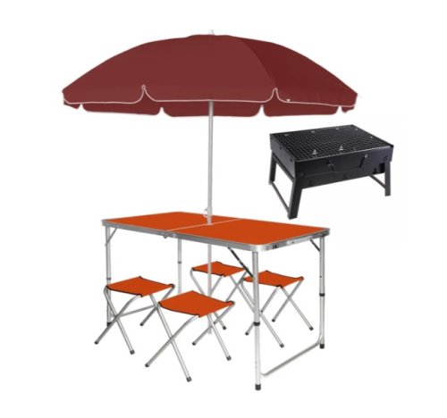 Розкладний стіл‑чемодан 120×60 см + 4 стільці Folding Table для пікніка, риболовлі, дачі