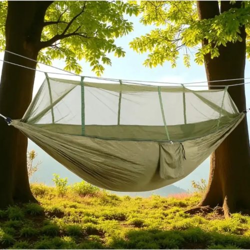 Туристичний підвісний гамак-кокон з москітною сіткою 220×120 см для кемпінгу та походів