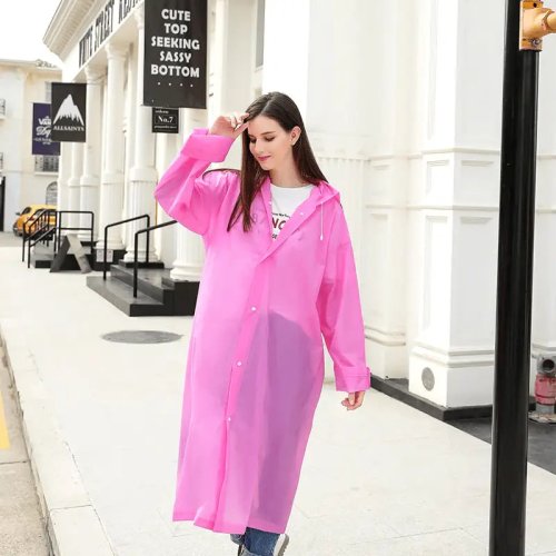 Універсальний прозорий водонепроникний дощовик D-192 унісекс на кнопках з капюшоном, міський