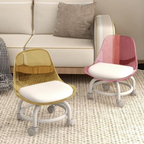 Домашнє крісло-стілець на коліщатках з м’яким сидінням і прозорою акриловою спинкою