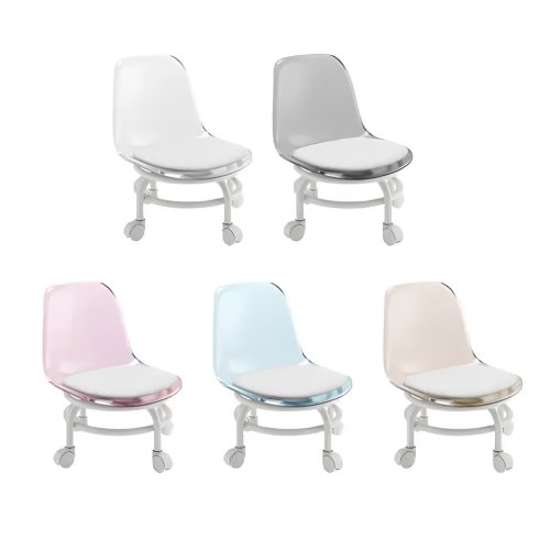 Домашнє крісло-стілець на коліщатках з м’яким сидінням і прозорою акриловою спинкою