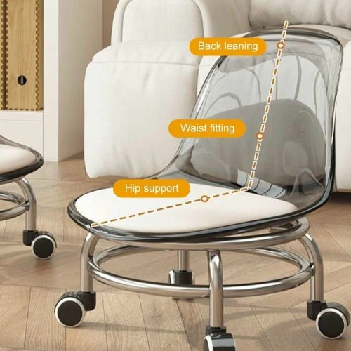 Домашнє крісло-стілець на коліщатках з м’яким сидінням і прозорою акриловою спинкою