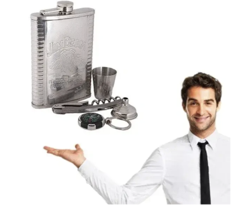 Подарунковий чоловічий набір XL-5508: фляга, компас і мультиніж для туризму та відпочинку