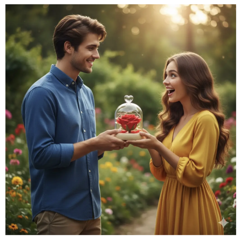 Бутон троянди в колбі під куполом — романтичний подарунок і стильний декор