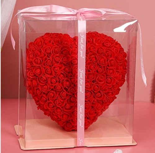 Подарункове серце KR-20 зі штучних троянд — декоративна композиція