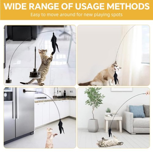 Інтерактивна іграшка-дражнилка для котів на присосці 5645 з пір’ям і дзвіночком