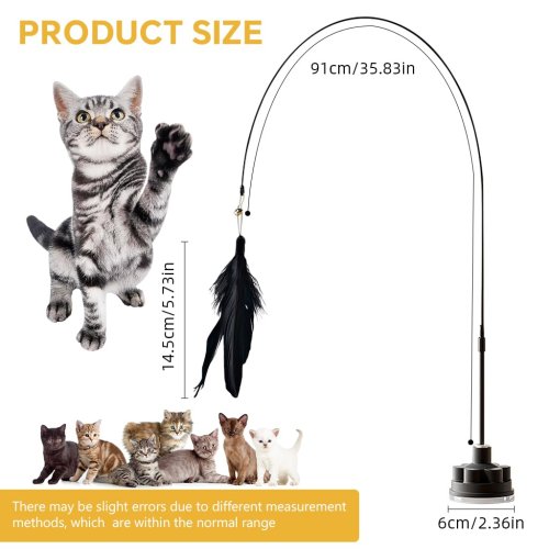 Інтерактивна іграшка-дражнилка для котів на присосці 5645 з пір’ям і дзвіночком