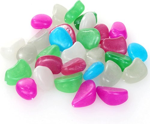 Світлова різнокольорова галька-камінці для декору акваріума та саду (люмінесцентні)