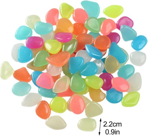 Світлова різнокольорова галька-камінці для декору акваріума та саду (люмінесцентні)