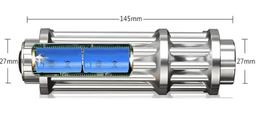 Синя лазерна указка Laser B017 445 нм з 5 насадками у кейсі
