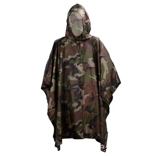 Тактичний дощовик-пончо Raincoat D-1 камуфляж, плащ-намет з капюшоном