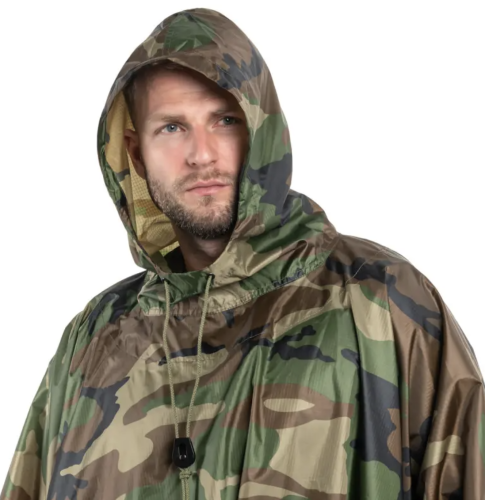 Тактичний дощовик-пончо Raincoat D-1 камуфляж, плащ-намет з капюшоном