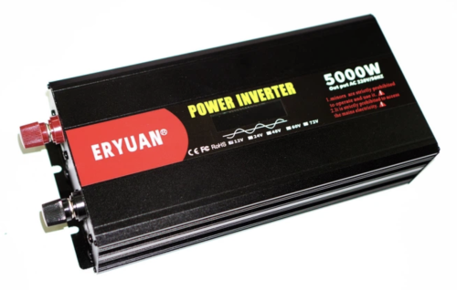 Інвертор Eryuan 12V→220V 5000W, чиста синусоїда, LCD-дисплей, вольтметр (12–220)