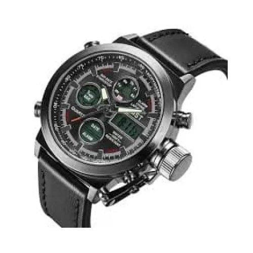 Чоловічий кварцовий наручний годинник AMST Watch, чорний — стильний для щодня, роботи й подарунка