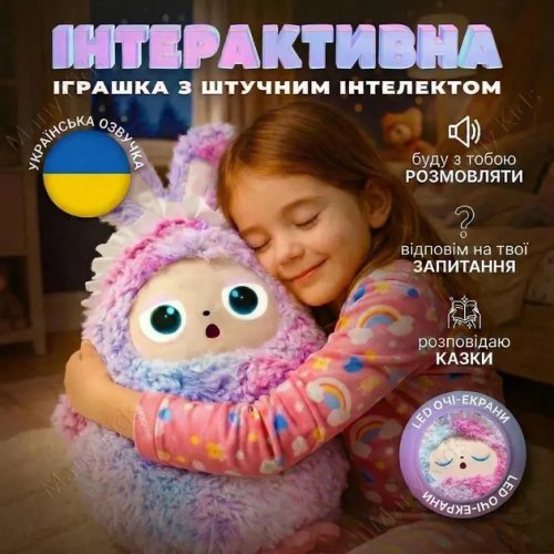 Інтерактивна AI м’яка іграшка Smart Plush Toy: голосове спілкування, Wi‑Fi, 40+ мов
