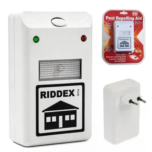 Ультразвуковий відлякувач RIDDEX 200 м² від мишей, щурів, тарганів та комах, мережевий прилад
