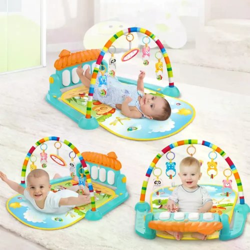 Дитячий розвивальний килимок Piano Fitness Rack X-646 3в1 з музичним піаніно та підвісними іграшками