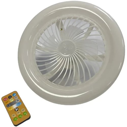 LED лампа-вентилятор AY1039 E27 з пультом: 3 режими світла, 3 швидкості вентилятора
