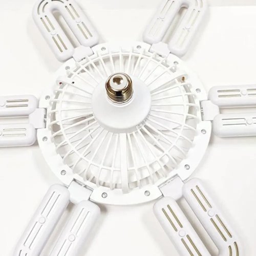 LED лампа-вентилятор 2-в-1 E27 AY1033 з пультом: 3 режими світла, 3 швидкості (дім/кухня/дача/офіс)