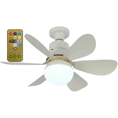 LED лампа-вентилятор 2в1 E27 AY1056 з пультом: 3 режими світла, 3 швидкості (дім/кухня/дача/офіс)