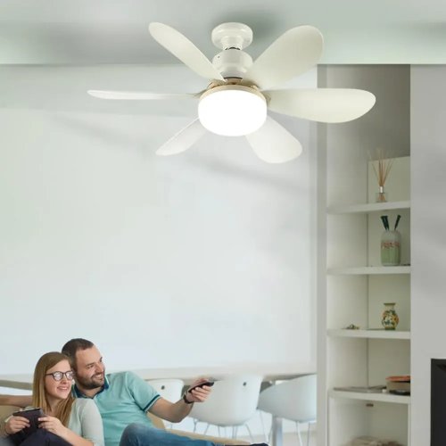 LED лампа-вентилятор 2в1 E27 AY1056 з пультом: 3 режими світла, 3 швидкості (дім/кухня/дача/офіс)