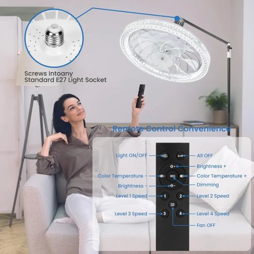 LED лампа-вентилятор AY1035 E27 для стелі: дім, кухня, дача, кімната