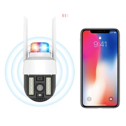 Вулична PTZ камера A15 Wi‑Fi/4G з ліхтарем‑мигалкою, нічним баченням і датчиком руху, зі смартфона