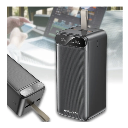 Повербанк AWEI P101K 100000 mAh 22.5W з дисплеєм і LED-ліхтариком