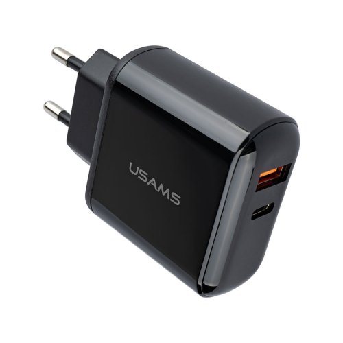 Зарядний пристрій Usams US-CC085 T23 18W QC3.0+PD3.0 з цифровим дисплеєм, чорний (CC85TC01)
