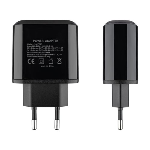 Зарядний пристрій Usams US-CC085 T23 18W QC3.0+PD3.0 з цифровим дисплеєм, чорний (CC85TC01)