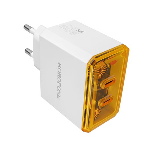 Зарядний пристрій BOROFONE BAS33A 2×USB-C PD/QC 45W, білий (6941991110719)