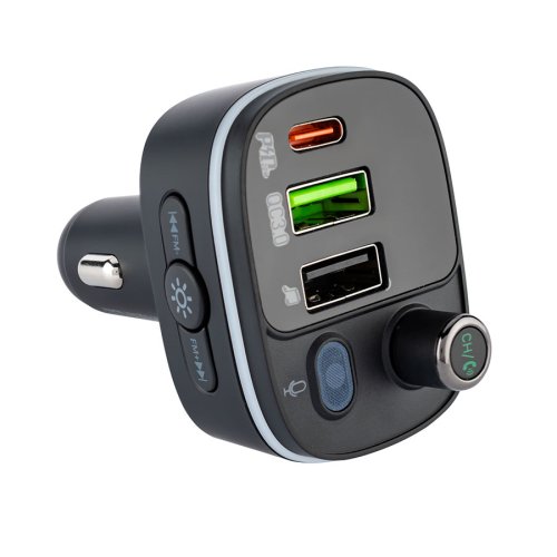 Автомобільний зарядний FM-модулятор HOCO E62 Fast PD20W+QC3.0, Bluetooth, чорний