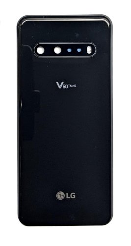 Задня кришка для LG V60 ThinQ 5G чорна зі склом камери