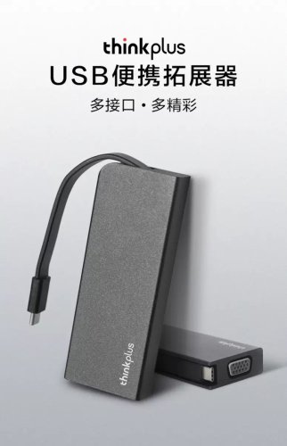 Перехідник Lenovo USB‑C → VGA + 3×USB, адаптер 4X90W86497