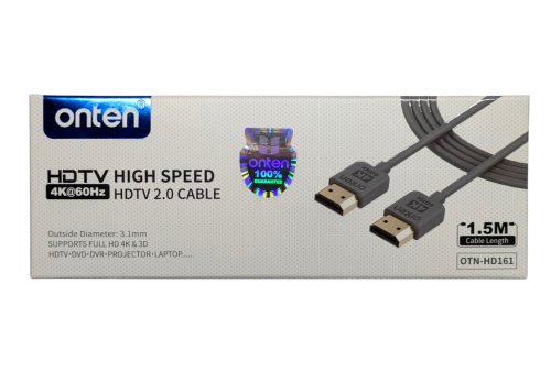 Ультратонкий HDMI‑кабель Onten 1,5 м (3,1 мм) HDMI‑HDMI, 4K@60Hz, HDTV 2.0, High Speed