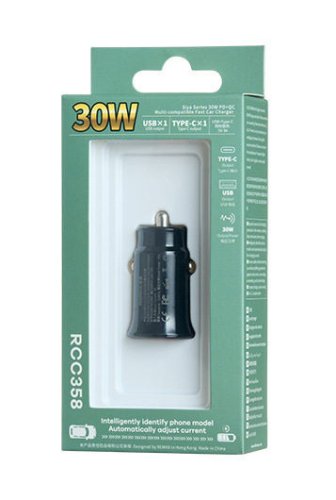 Автозарядка Remax Siya RCC358 30W PD, USB‑C/USB‑A, чорна
