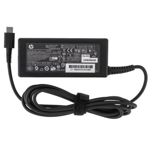Зарядний блок живлення для ноутбука HP USB‑C 65W, чорний, прямокутний корпус