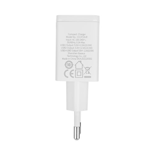 Зарядное устройство Baseus Compact Charger 2U 10.5W EU White (2USB) (CCXJ010202)