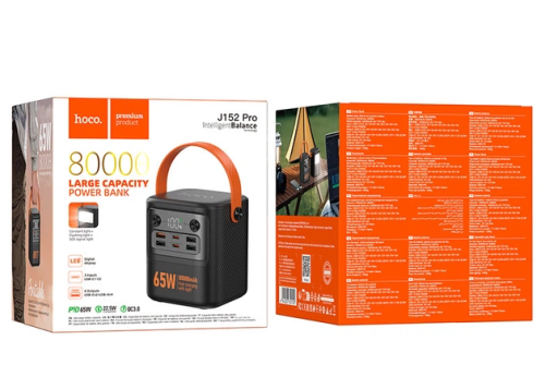 Павербанк Hoco J152 Pro Tough 80000mAh, PD 65W, чорний